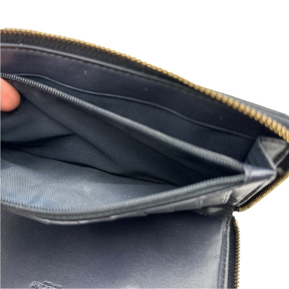 COACH Navy Blue Signature Dotted Zip Around Wallet - Picture 8 of 11